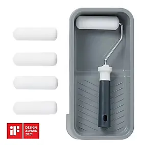 Kit mini rouleau laqueur + 4 manchons 100mm + bac de peinture GoodHome 100mm