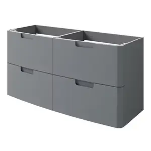 Meuble sous vasque double à suspendre 4 tiroirs Gris "Himalia" L. 120 x H. 60 x P. 45cm