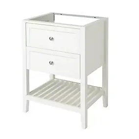 Meuble sous vasque à poser l.60 cm, blanc mat, 2 tiroirs 1 niche, GoodHome Perma
