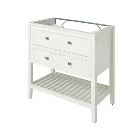 Meuble sous vasque à poser l.80 cm, blanc mat, 2 tiroirs 1 niche, GoodHome Perma