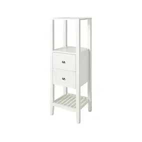 Colonne de salle de bains à poser 2 tiroirs et 2 niches blanc mat L.40 x H.120 x P.36 cm, GoodHome Perma