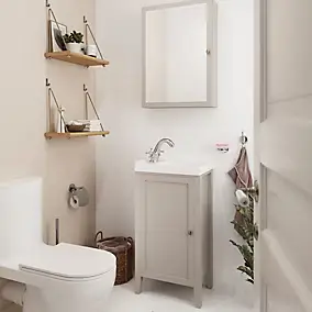 Meuble lave mains à poser GoodHome Perma taupe 44 cm