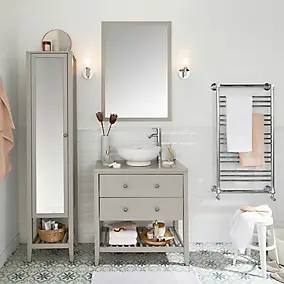 Meuble sous vasque à poser 2 tiroirs GoodHome Perma taupe 60 cm