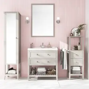 Miroir de salle de bains gris Perma L.50 x H.70 x P.1,6 cm