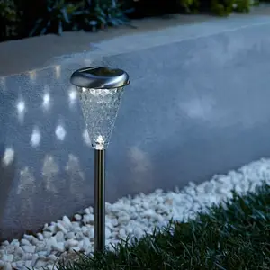 Spot solaire à piquer en acier inox H. 3,7 cm