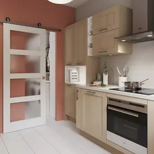 Porte coulissante "Connemara" blanche vitrée