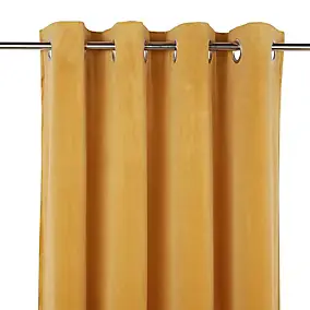 Rideau tamisant à œillets effet velours Valgreta jaune l.140 x H.260cm GoodHome