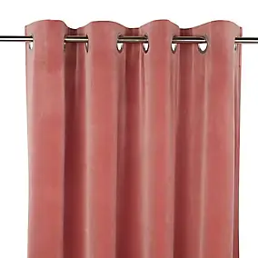 Rideau tamisant à œillets effet velours Valgreta vieux rose l.140 x H.260cm GoodHome