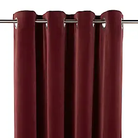 Rideau tamisant à œillets effet velours Valgreta bordeaux l.140 x H.260cm GoodHome