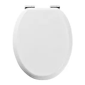 Abattant WC GoodHome Pilica coloris blanc en bois avec frein de chute