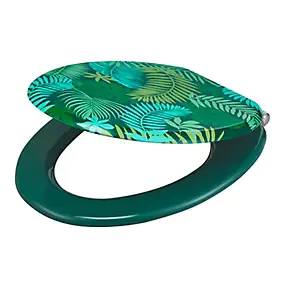 Abattant WC GoodHome Pilica coloris vert en bois avec frein de chute