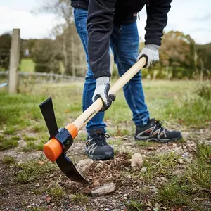 Pioche Hache manche en bois et tête en acier au carbone - 90 cm