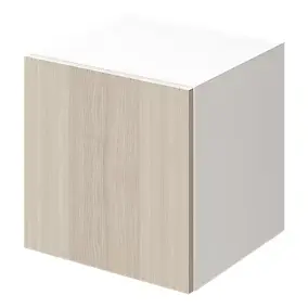 Cube rangement blanc avec porte effet chêne GoodHome Atomia H. 37,5 x L. 37,5 x P. 37 cm