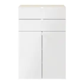 Meuble de rangement effet chêne portes battantes et tiroir blancs GoodHome Atomia H. 112,5 x L. 75 x P. 37 cm