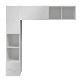 Ensemble en L colonne et caissons suspendus blancs GoodHome Atomia H. 187,5 x L. 187,5 x P. 37 cm