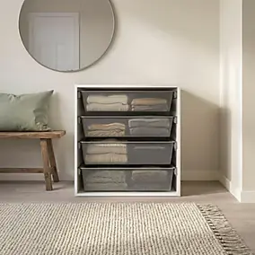 Meuble de rangement cube blanc avec 4 paniers coulissants filaires GoodHome Atomia H. 75 x L. 75 x P. 58 cm