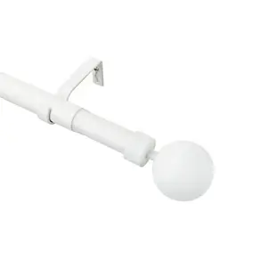 Kit de tringle à rideau extensible embout boule GoodHome 120/210cm, ⌀25/28mm blanc