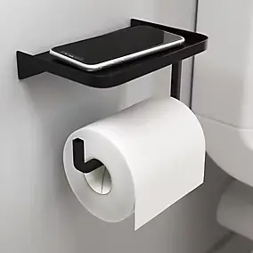 Dérouleur papier toilette et étagère noir mat GoodHome Elland