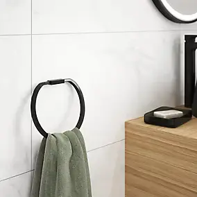 Anneau porte serviettes acier noir à visser Ø19.4 cm, GoodHome Elland