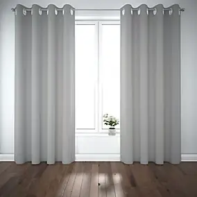 Rideau tamisant à œillets Novan gris clair l.140 x H.260cm GoodHome