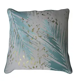 Coussin palme Reduna vert, blanc et doré l.45 x L.45 cm