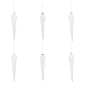 Assortiment 6 boules de Noël glaçons couleur blanc