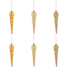 Assortiment 6 boules de Noël stalactite doré