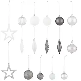 Assortiment de 40 boules de Noël couleur argent