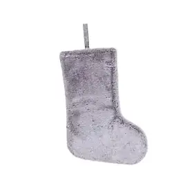 Chaussette en fausse fourrure blanche et grise