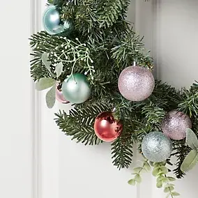 Couronne de Noël avec ornements coloris bleu, doré, bronze, diam. 50 cm