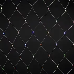 Guirlande lumineuse rideaux intérieur et extérieur 120 LED IP44 9W multicolore L.14m câble transparent