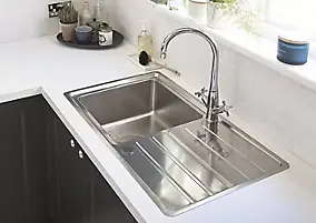 Évier à encastrer en inox 1 bac avec égouttoir, L.86 x P.50 cm, Cooke & Lewis Apollonia