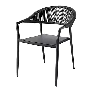 Fauteuil de jardin GoodHome Coline en aluminium et polyester - Coloris noir - Hauteur 79 cm