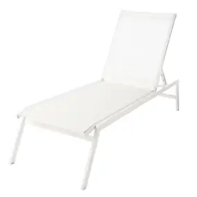 Bain de soleil en métal et toile GoodHome Batz blanc