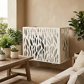 Cache climatiseur GoodHome Neva blanc crème