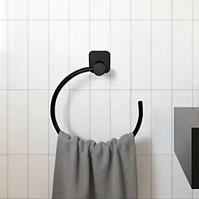 Anneau porte serviettes noir Koros GoodHome