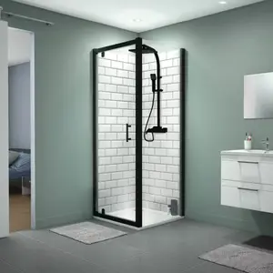 Colonne de douche mécanique CAYUGA noire, pomme de tête 20x20 cm, douchette main