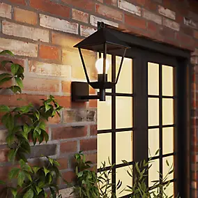 Applique murale montante Docker E27 25W IP44 GoodHome noir