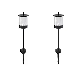 Balise à piquer extérieures Beret Led intégrée 2x160lm 7w IP44 GoodHome noir vendue par 2