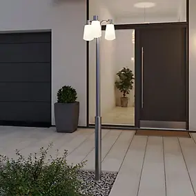 Lampadaire Charwell E27 IP44 GoodHome chrome