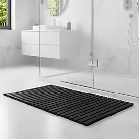 Caillebotis antidérapant rectangulaire GoodHome Calendon coloris noir en bambou L.70 x l.50 cm