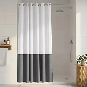 Rideau de douche Blanc et gris Graphene 180 x 200 cm GoodHome