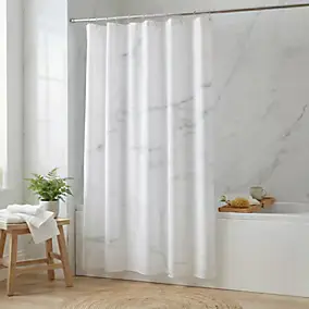 Rideau de douche GoodHome Elland L.200 x H.180 cm coloris marbre en lin et polyester