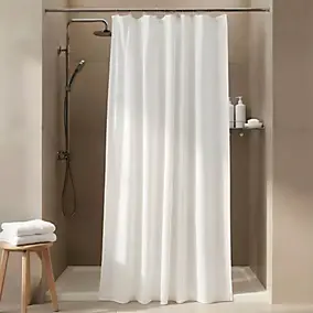 Rideau de douche GoodHome Elland L.200 x H.180 cm coloris blanc en lin et polyester