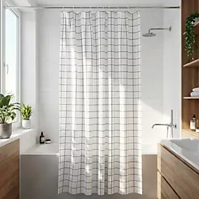 Rideau de douche blanc et noir Aetna 180 x 200 cm GoodHome