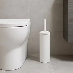 Brosse WC et support Gomma en polypropylène coloris blanc Ø9,3 x H.36 cm