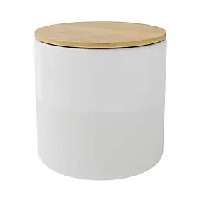 Boîte à coton GoodHome Koros en céramique coloris blanc Ø10,1 x H.10,1 cm