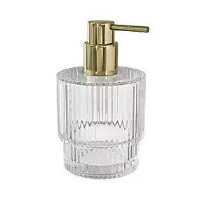 Distributeur de savon doré et verre transparent Ø8 x H.14 cm, GoodHome Cavalla