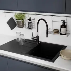 Mitigeur flexible haut chromé et noir PIASA bec pivotant 360° hauteur 28,3 cm