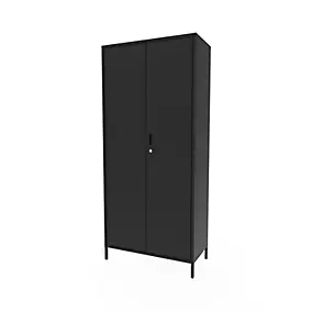 Armoire haute en métal noir H. 180 x L. 80 x P. 40 cm, GoodHome Rand